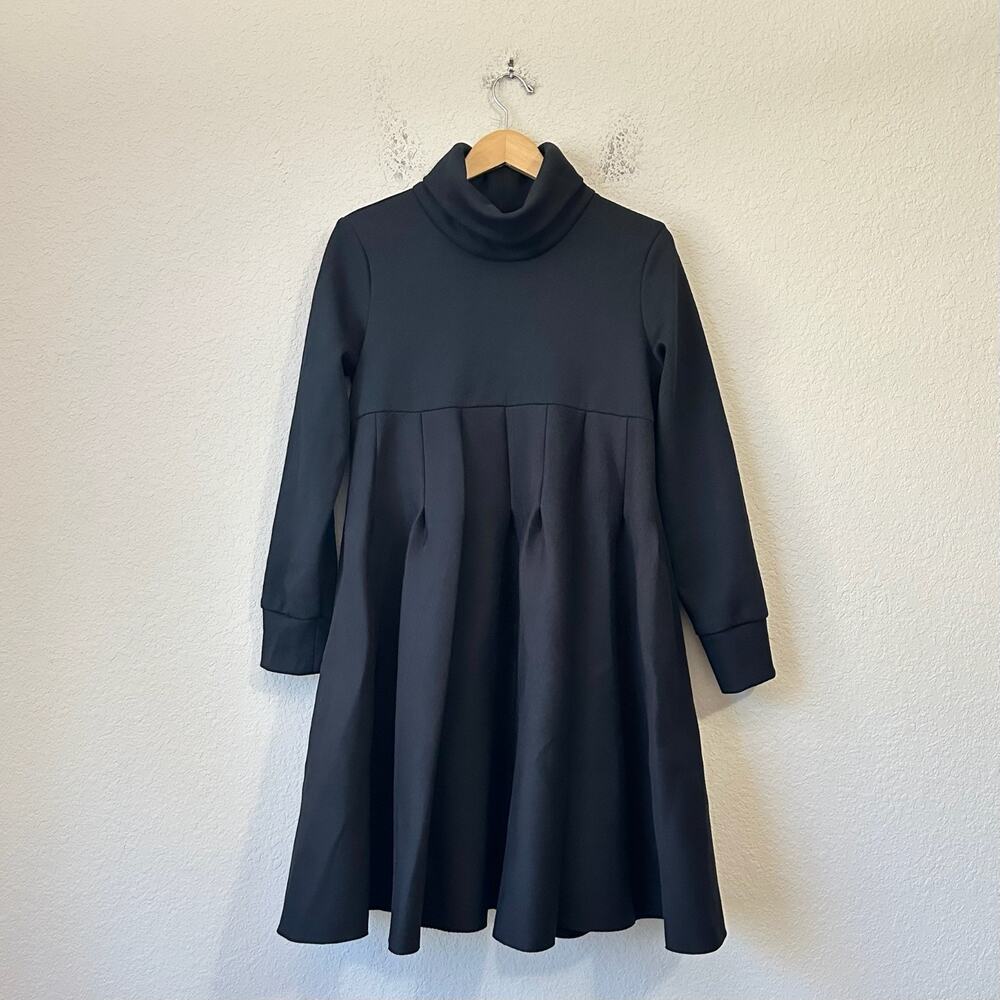 FASADA Neoprene Dress Black Turtleneck Pleated Knit Swing Edgy NWT
